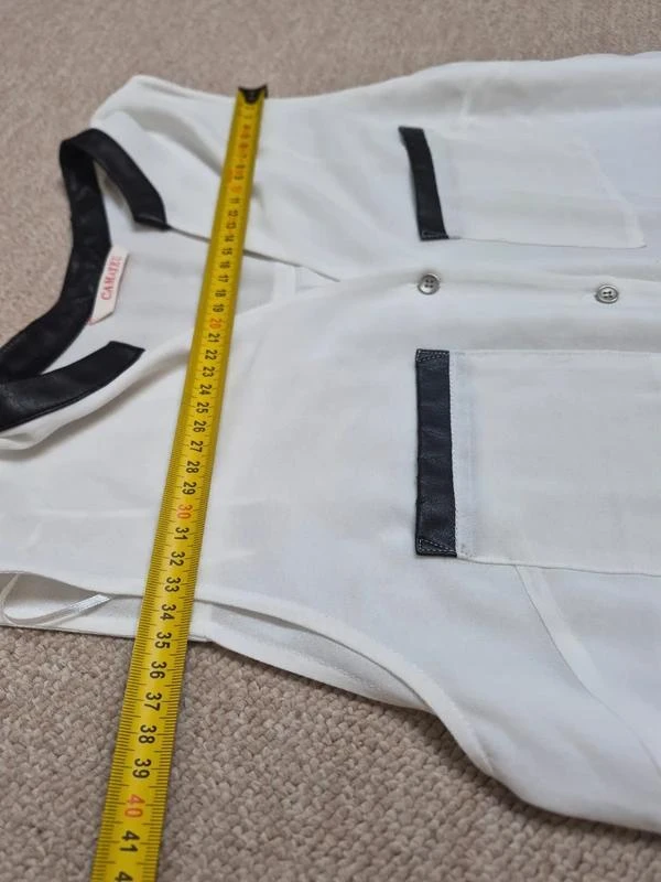 Camaieu Blusa Sem Mangas Decote Contrastante Branco EU40 – photo 6